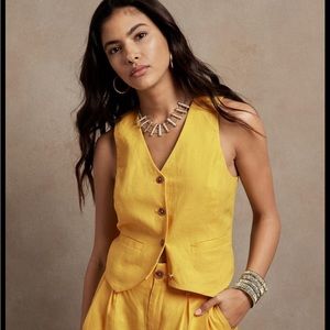 🍌 NWT🏷️ Banana Republic - Linen Vest, Yellow 🍌